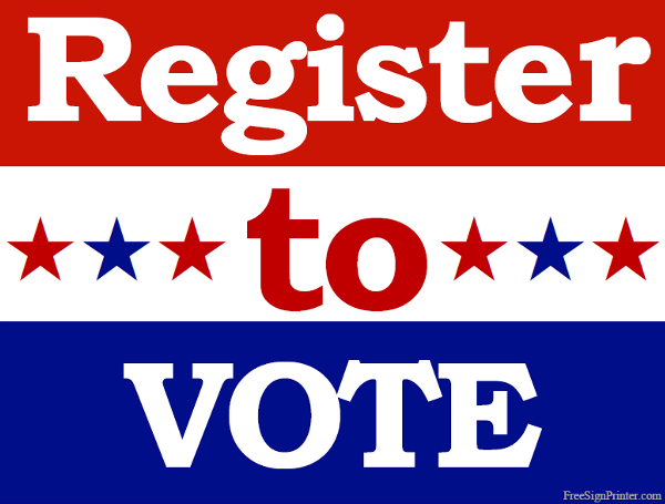 Registar to vote sign